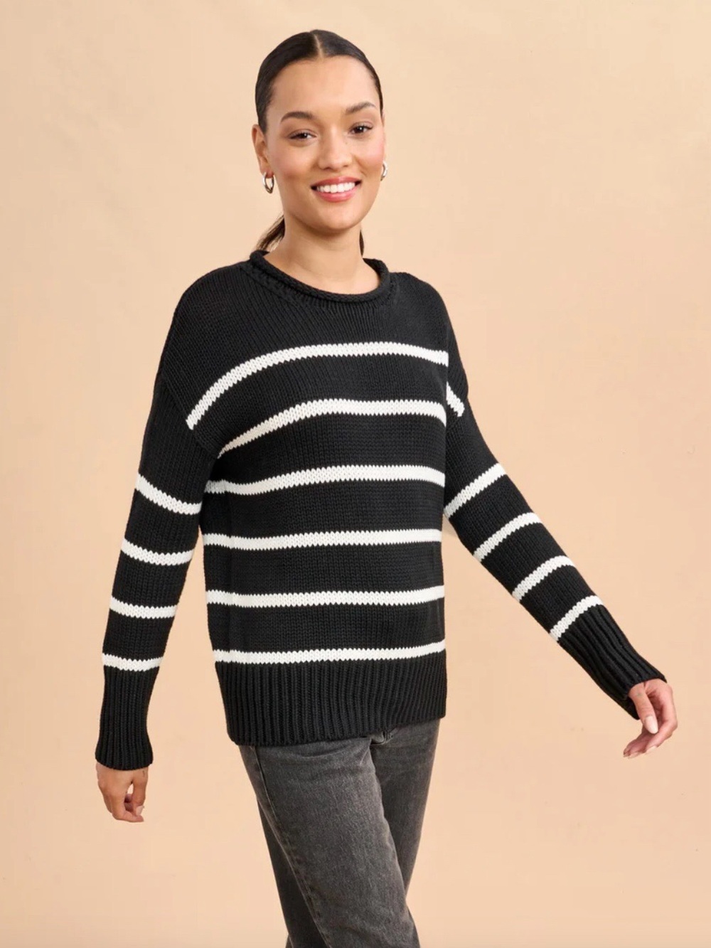La Ligne Marina Sweater Black White Stripe